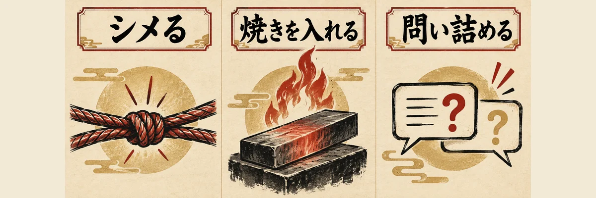シメる・焼きを入れる・問い詰めるの違い