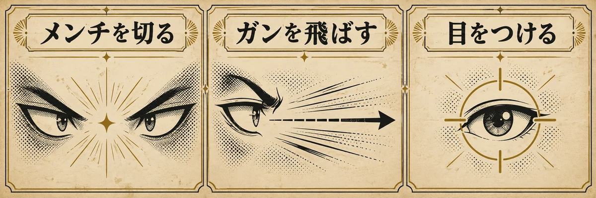 メンチを切るとガンを飛ばすの違い